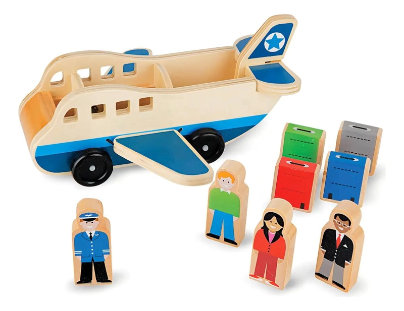 AVION DE MADERA DIDACTICO CON PASAJEROS Y EQUIPAJE - 3
