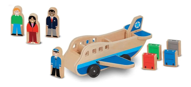 AVION DE MADERA DIDACTICO CON PASAJEROS Y EQUIPAJE - 4