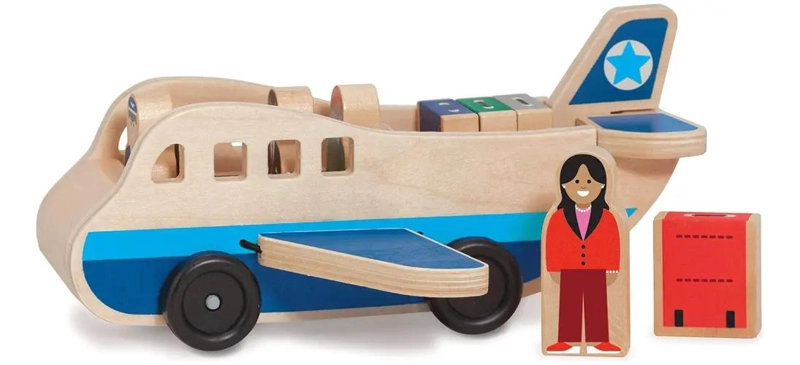 AVION DE MADERA DIDACTICO CON PASAJEROS Y EQUIPAJE - 5