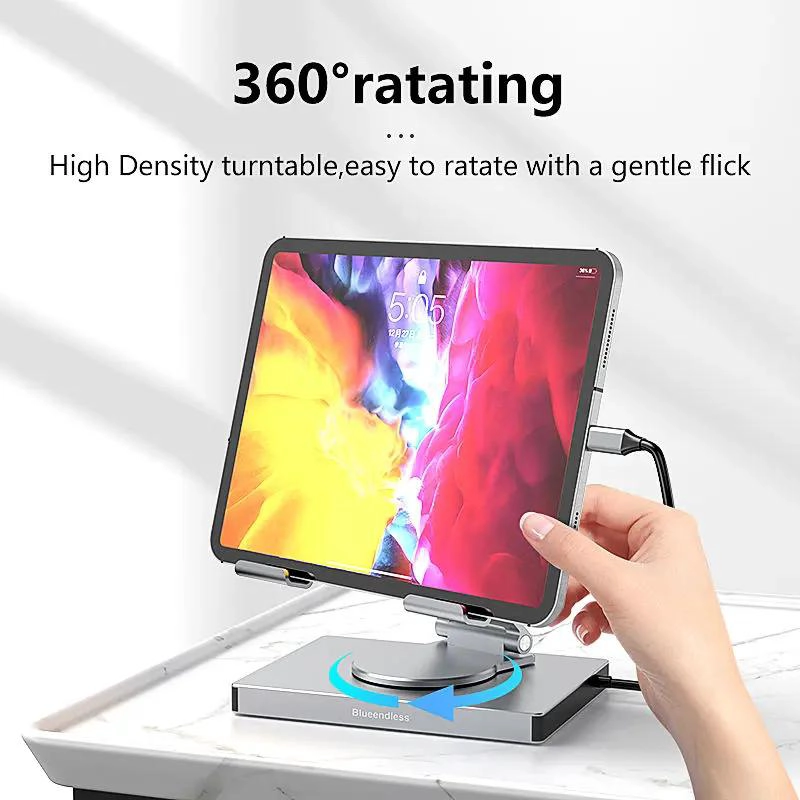SOPORTE AJUSTABLE 360° PARA LAPTOP CON HUBS 9 EN 1 - 4