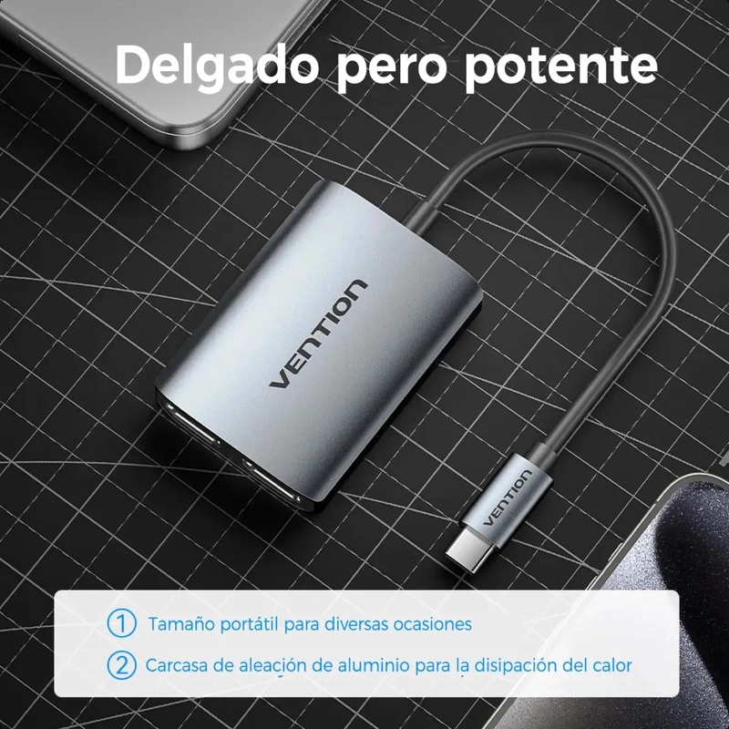 ADAPTADOR USB-C DUAL HDMI MST 4K 60HZ PARA DOBLE MONITOR - 5