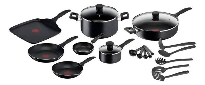 BATERIA DE COCINA ANTIADHERENTE 20 PIEZAS NEGRO - 1