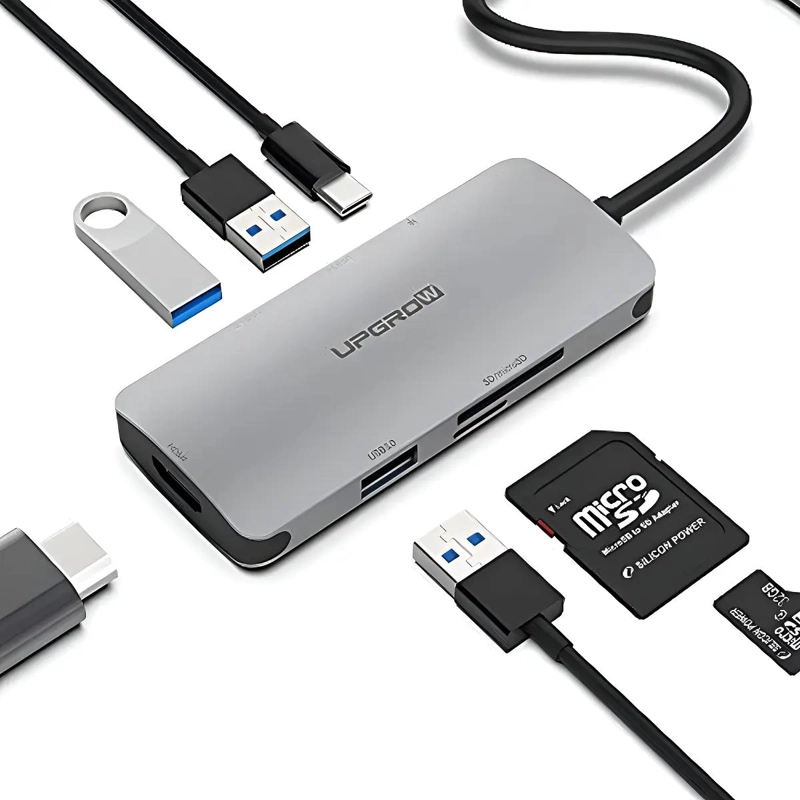 GENÉRICO ADAPTADOR USB C 7 EN 1 CON HDMI 4K Y PD 100W
