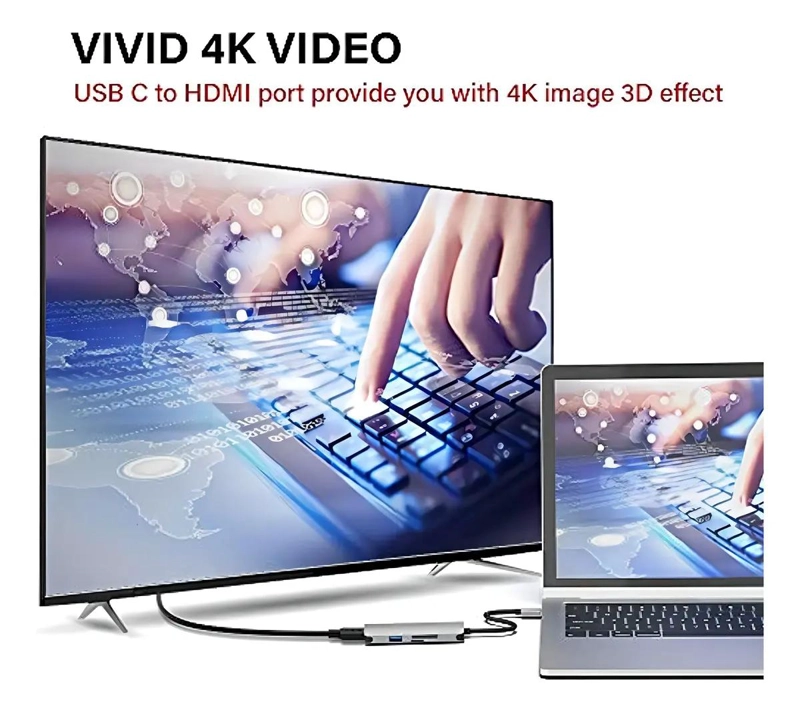 ADAPTADOR USB C 7 EN 1 CON HDMI 4K Y PD 100W - 5
