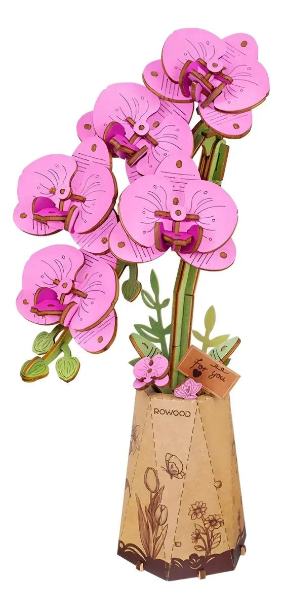 PUZZLE DE MADERA FLOR ORQUIDEA MORADA - 1