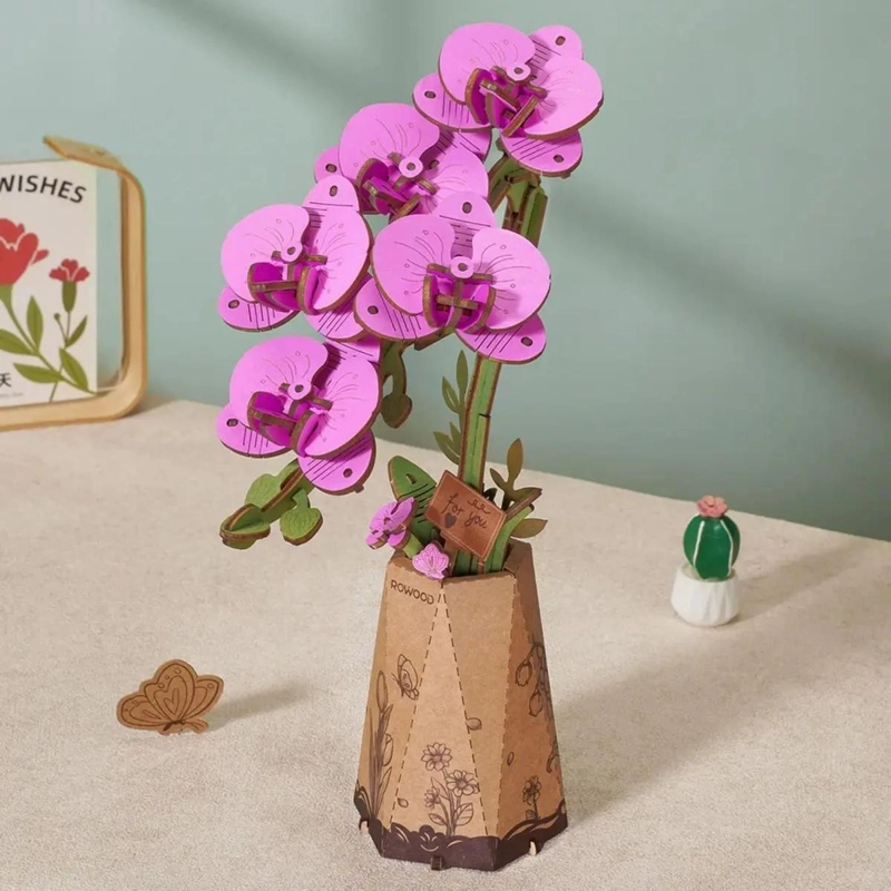 PUZZLE DE MADERA FLOR ORQUIDEA MORADA - 2