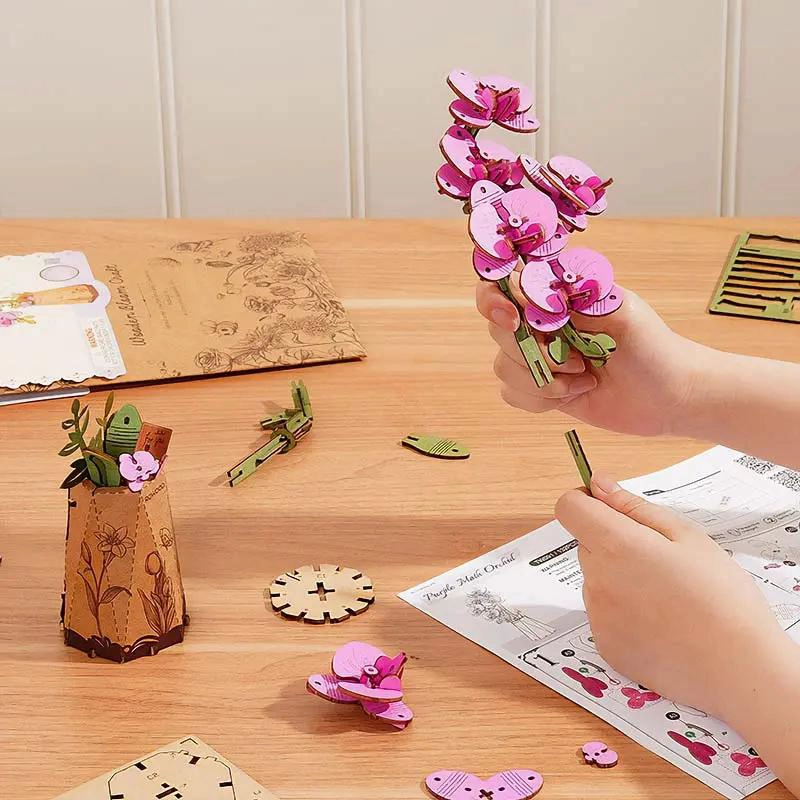 PUZZLE DE MADERA FLOR ORQUIDEA MORADA - 3