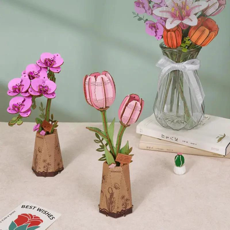 PUZZLE DE MADERA FLOR ORQUIDEA MORADA - 4