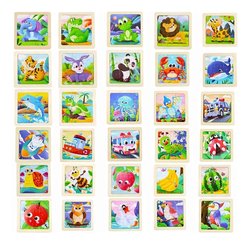 ROMPECABEZAS DE MADERA CON 30 FIGURAS SURTIDAS PARA NIÑOS - 1