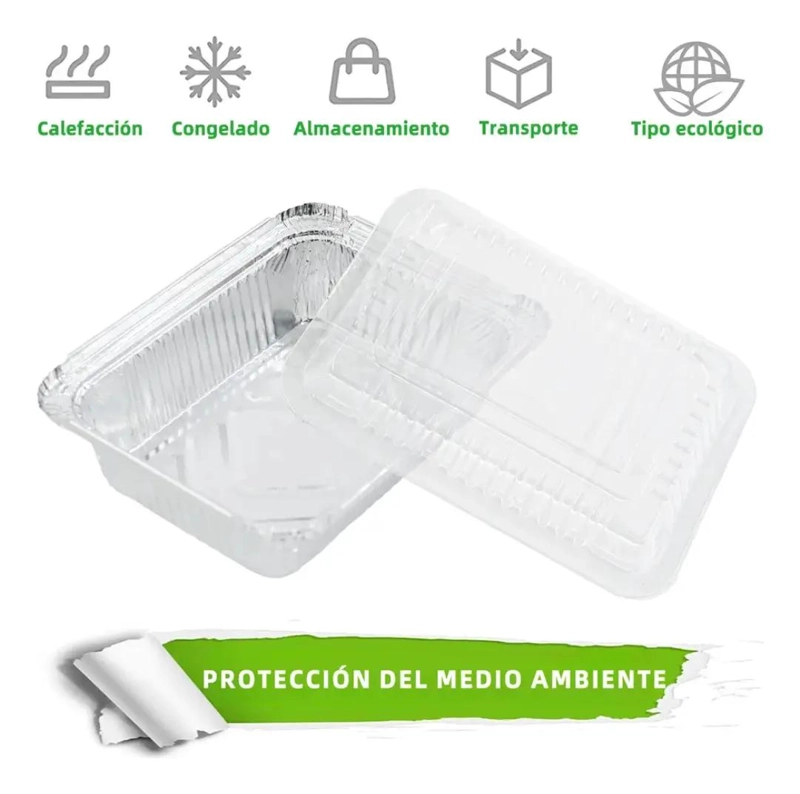 ENVASE ALUMINIO CON TAPA TRANSPARENTE 20 UNIDADES - 3