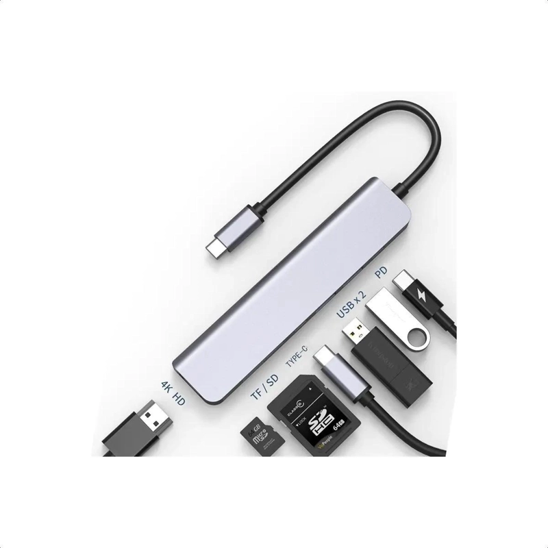 GENÉRICO HUB ADAPTADOR USB TIPO C 7 EN 1 PARA MAC Y WINDOWS