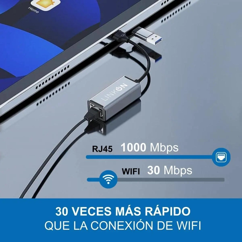 ADAPTADOR USB C Y USB 3.0 A RJ45 ETHERNET GIGABIT 1000MBP - 2