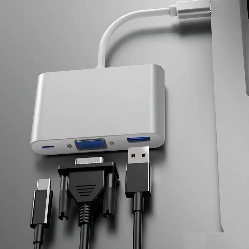 HUB ADAPTADOR USB-C CON VGA 4K, USB 3.0 Y USB-C - 1