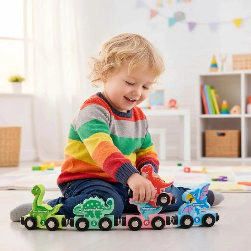 TREN DE DINOSAURIOS DE MADERA MONTESSORI - 1