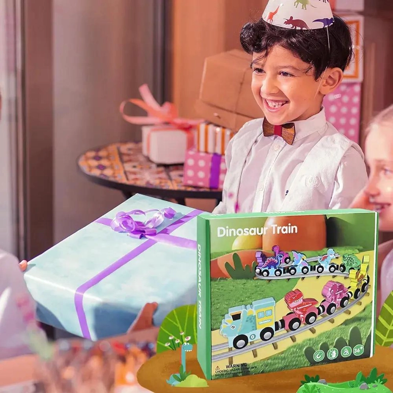 TREN DE DINOSAURIOS DE MADERA MONTESSORI - 4