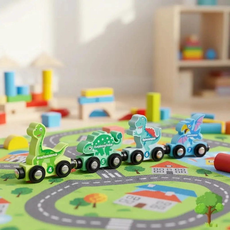 TREN DE DINOSAURIOS DE MADERA MONTESSORI - 5