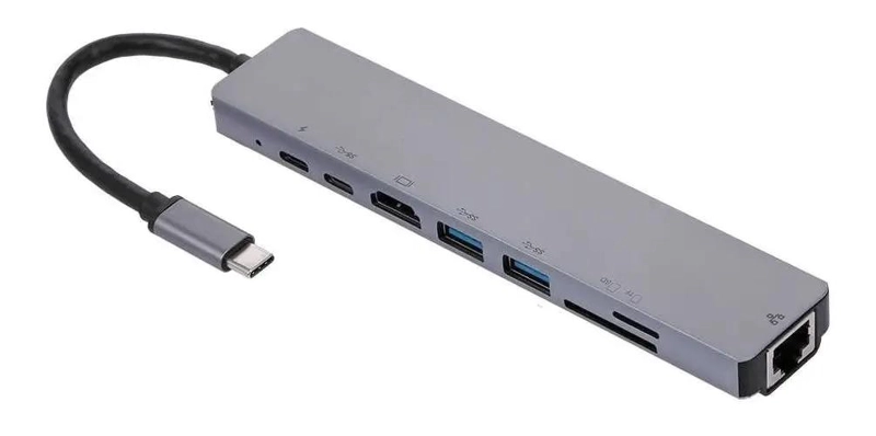 GENÉRICO HUB USB TIPO C 8 EN 1 CON DOCKING STATION