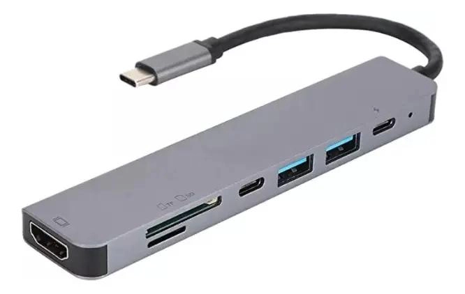 GENÉRICO HUB ADAPTADOR USB TIPO C 7 EN 1 PARA MAC Y WINDOWS