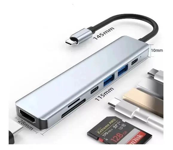 HUB ADAPTADOR USB TIPO C 7 EN 1 PARA MAC Y WINDOWS - 2