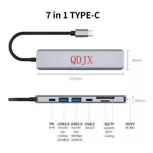 HUB ADAPTADOR USB TIPO C 7 EN 1 PARA MAC Y WINDOWS - 5