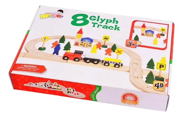 TREN DE MADERA CON RIEL DE 48 PIEZAS - 3