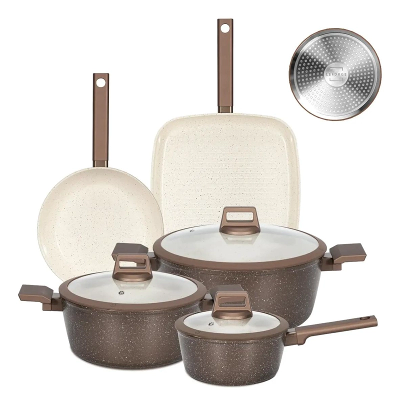 SET DE 8 PIEZAS COCINA CERAMICA ANTIADHERENTE CHOCOLATE Y - 1