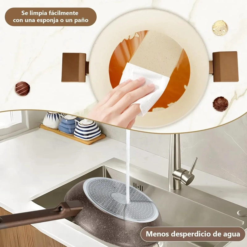 SET DE 8 PIEZAS COCINA CERAMICA ANTIADHERENTE CHOCOLATE Y - 5