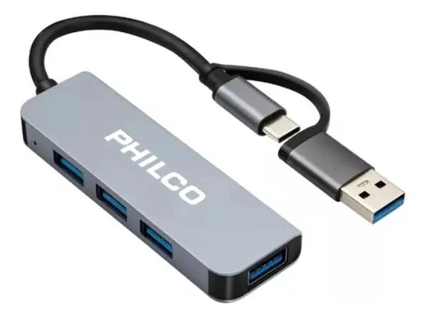 GENÉRICO HUB 4 EN 1 TIPO C A USB COLOR PLATEADO