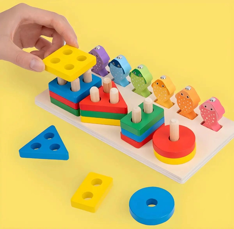 JUEGO DE PESCA MAGNE TICO Y ENCAJE DE MADERA PARA NIÑOS - 2