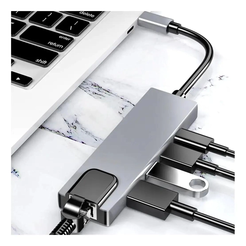 HUB 5 EN 1 USB-C CON HDMI 4K, USB 3.0, PD Y LAN GIGABIT - 5