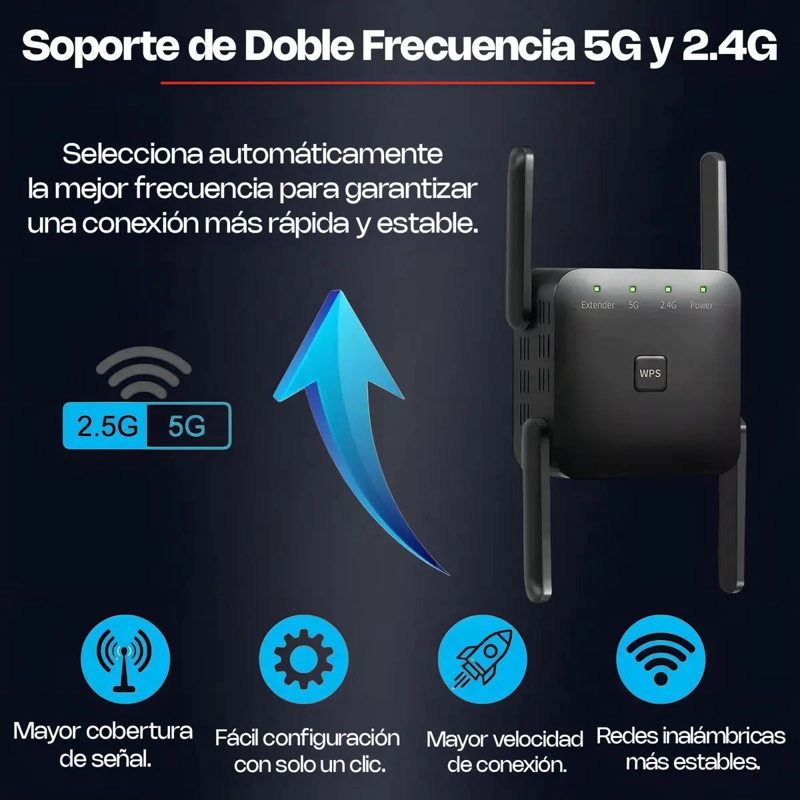 REPETIDOR WIFI 5G Y 2.4G CON FACIL INSTALACION Y AMPLIA C - 4