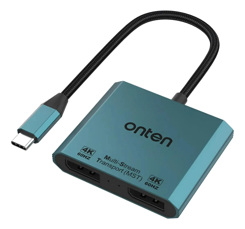 GENÉRICO ADAPTADOR USB-C A 2 PUERTOS DISPLAYPORT 4K AZUL
