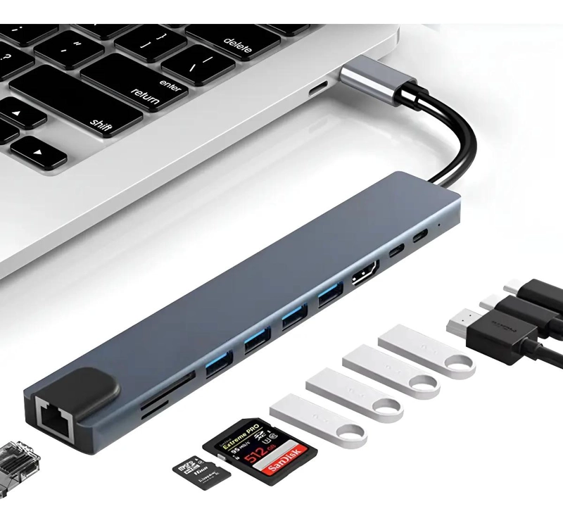 GENÉRICO HUB USB-C 10 EN 1 CON HDMI 4K Y RJ45