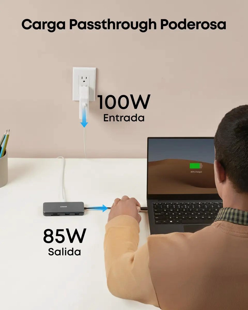 ADAPTADOR USB-C HUB 8 EN 1 CON HDMI 4K Y PUERTOS USB - 4