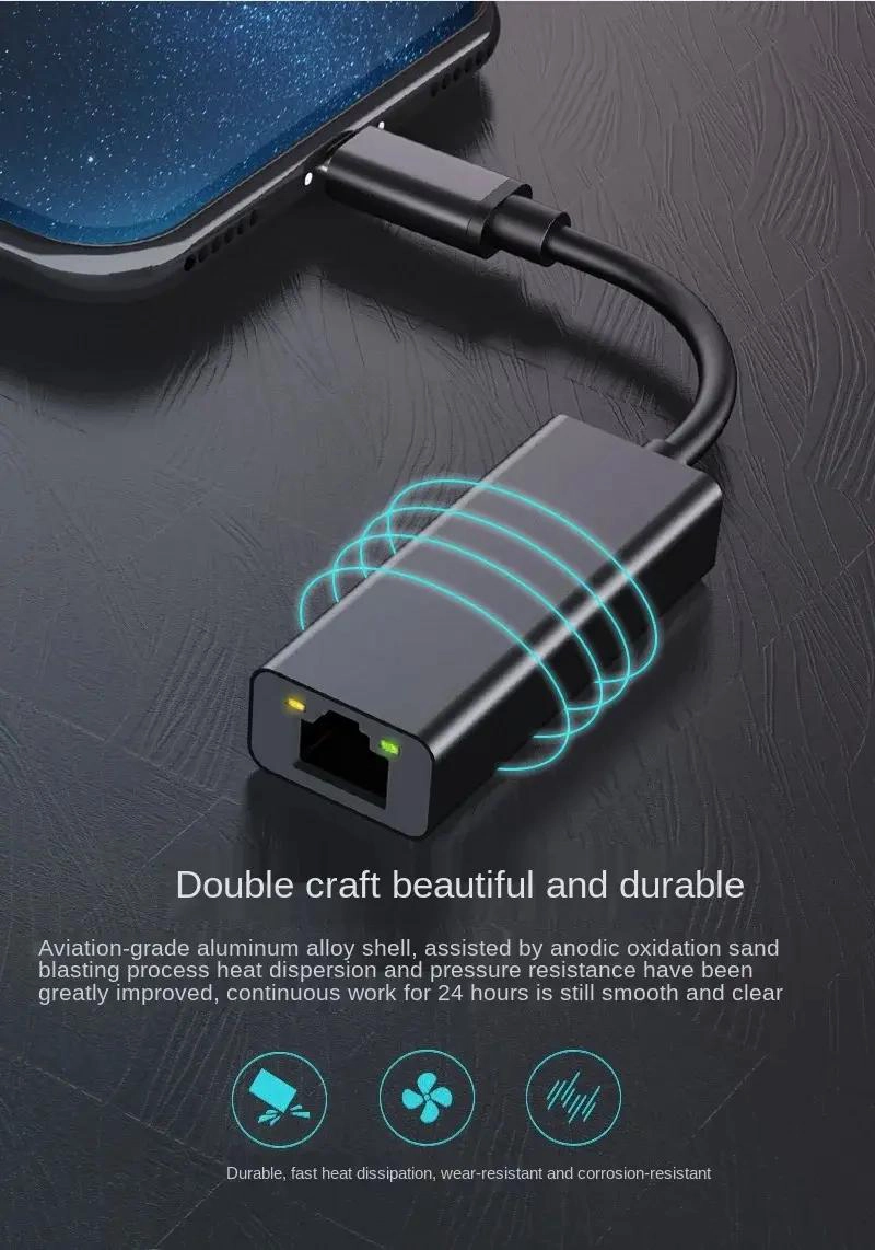 ADAPTADOR USB-C A RJ45 ETHERNET GIGABIT 10/100/1000 MBPS - 3