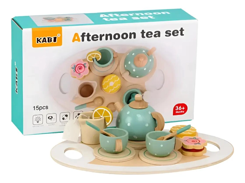 SET DE TAZAS DE MADERA PARA JUEGO DE TE  INFANTIL - 1