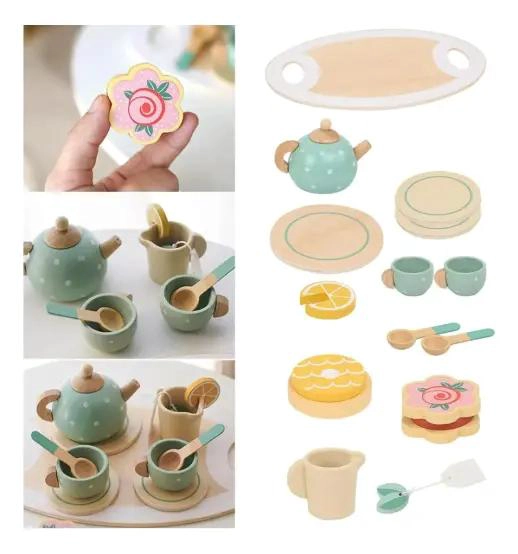 SET DE TAZAS DE MADERA PARA JUEGO DE TE  INFANTIL - 2