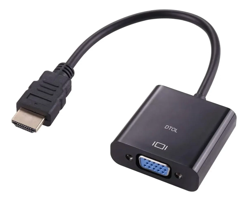 GENÉRICO ADAPTADOR HDMI MACHO A VGA HEMBRA NEGRO