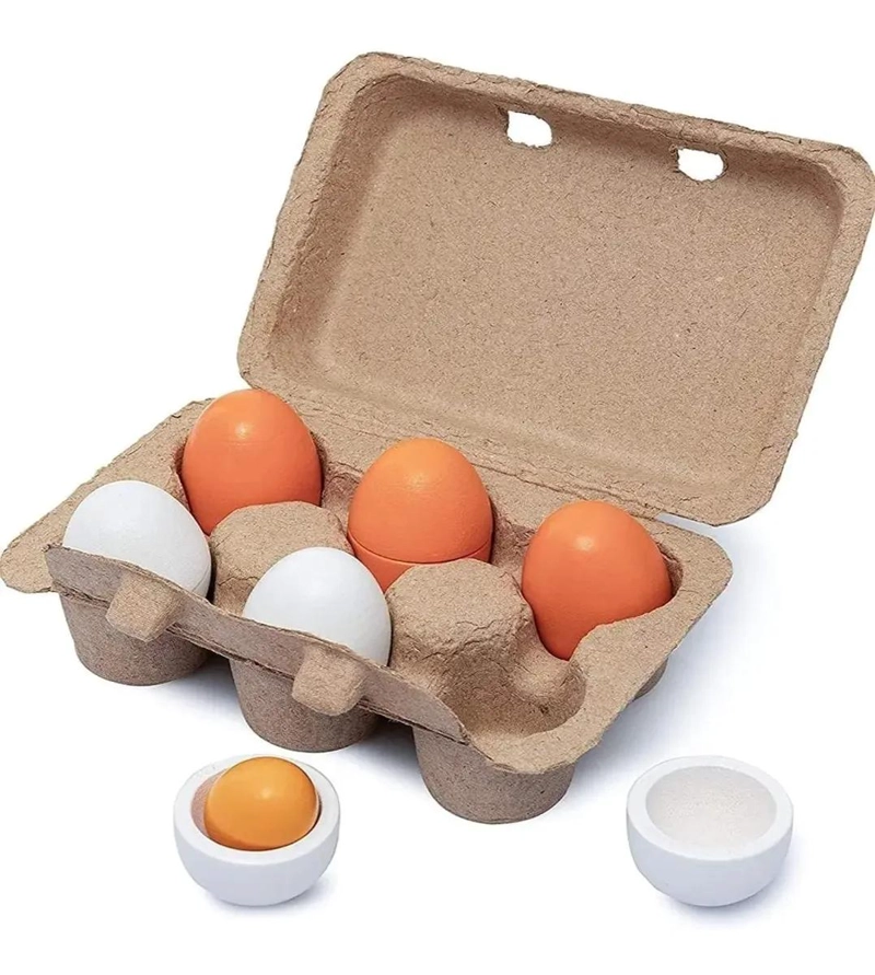 JUEGO DE 6 HUEVOS DE MADERA PARA JUEGO DE ROLES - 1