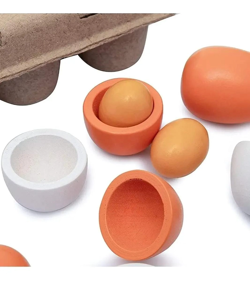 JUEGO DE 6 HUEVOS DE MADERA PARA JUEGO DE ROLES - 3