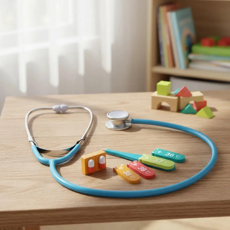 SET DE DOCTOR DE MADERA CON ESTETOSCOPIO PARA NIÑOS - 1