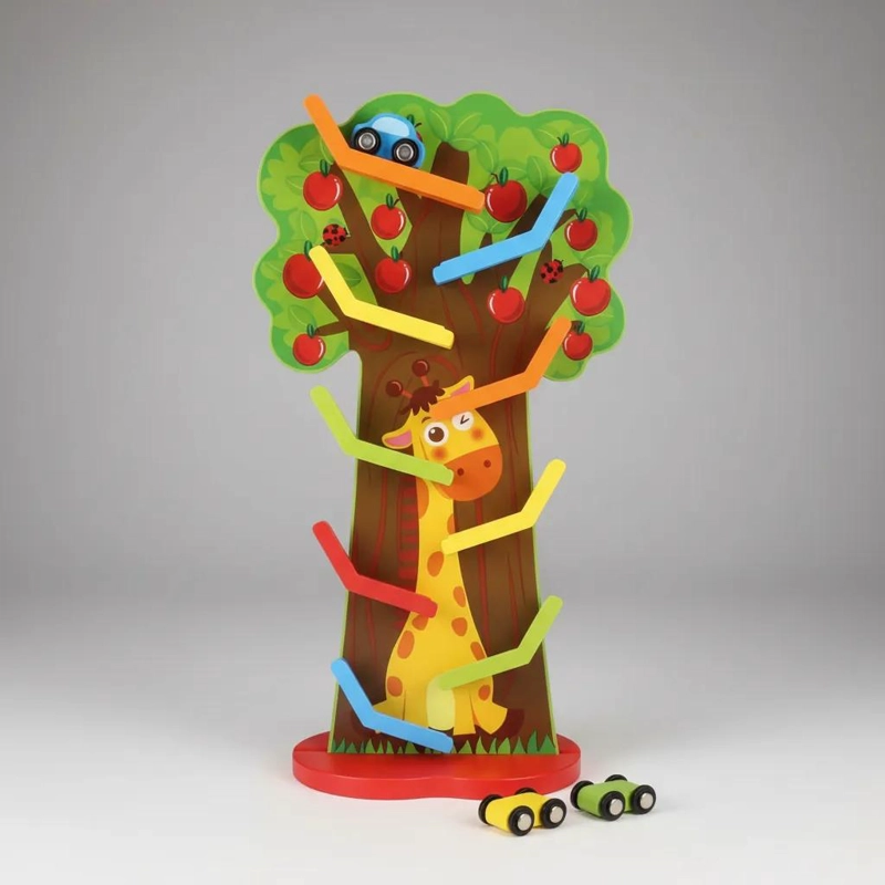 PISTA DE AUTOS DE MADERA CON ARBOL DIDACTICO PARA NIÑOS - 3