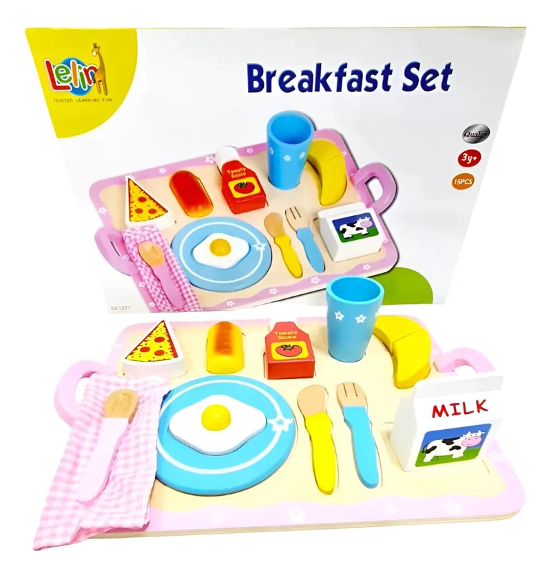 JUEGO DE DESAYUNO DIDACTICO DE MADERA PARA NIÑAS - 2