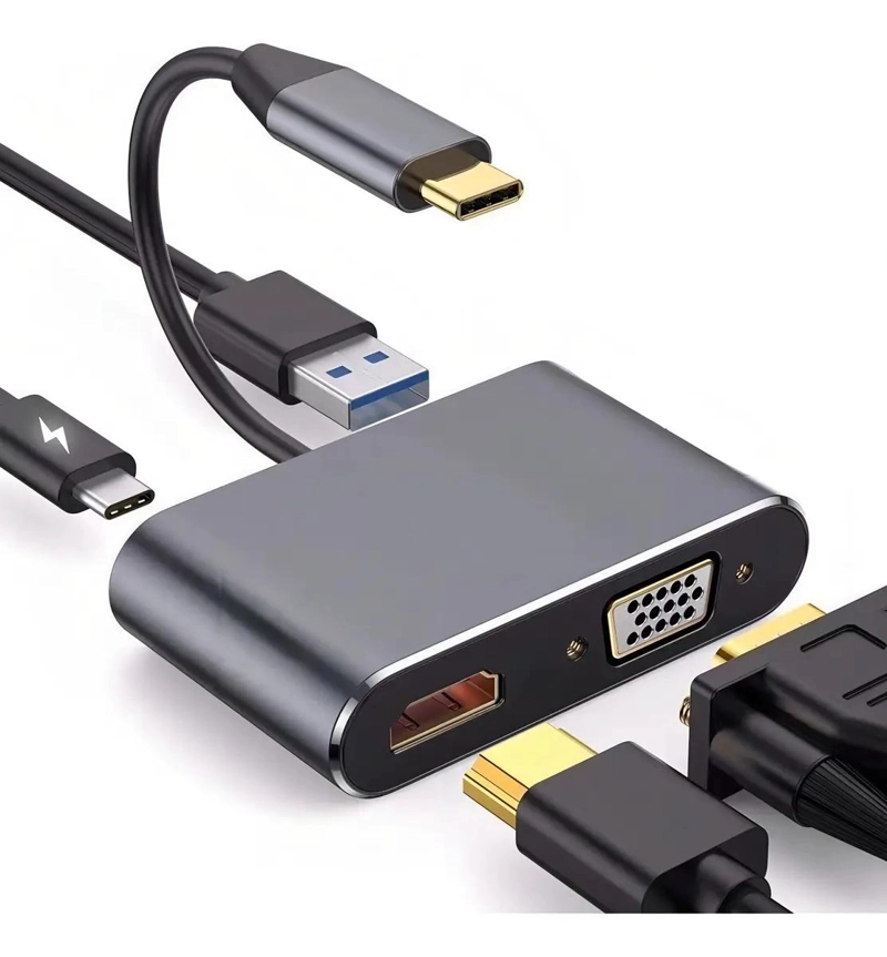 GENÉRICO ADAPTADOR USB C 4 EN 1 CON HDMI Y PUERTOS DE EXPANSION