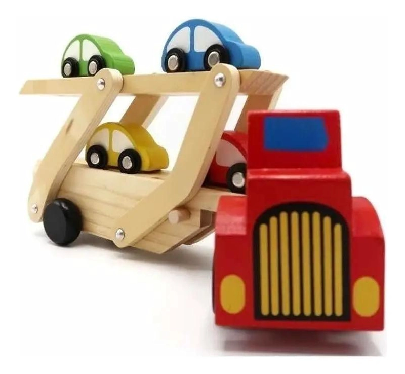 CAMION DE MADERA DIDACTICO CON RAMPA Y AUTOS - 5