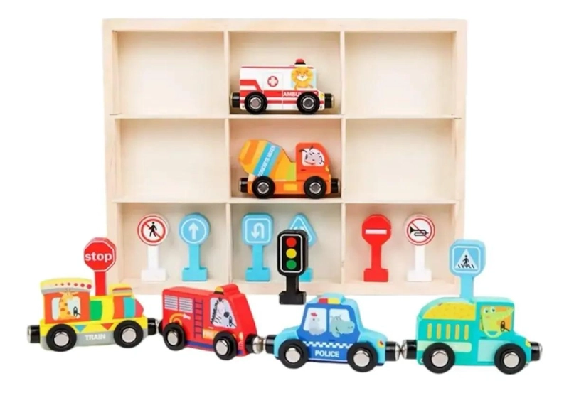 TREN DE DINOSAURIO DIDACTICO DE MADERA PARA NIÑOS - 1