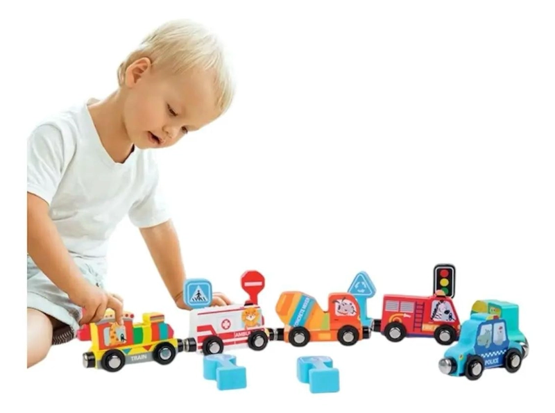 TREN DE DINOSAURIO DIDACTICO DE MADERA PARA NIÑOS - 2