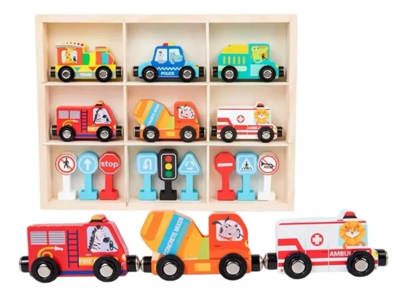 TREN DE DINOSAURIO DIDACTICO DE MADERA PARA NIÑOS - 3