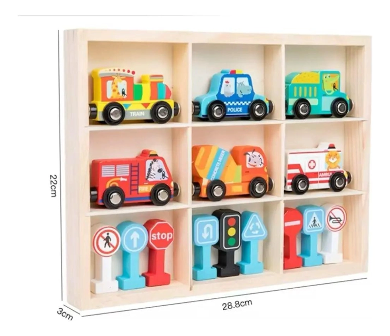 TREN DE DINOSAURIO DIDACTICO DE MADERA PARA NIÑOS - 4
