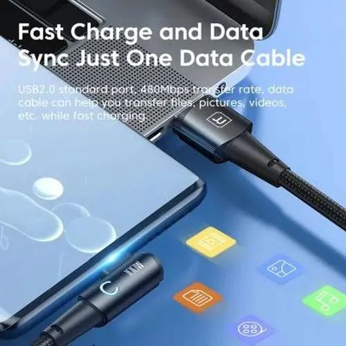CABLE USB TIPO C 100W 2M CARGA RAPIDA 90° NEGRO - 2